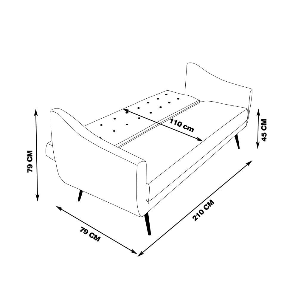 Sofá Cama Sala de Estar Pés Palito Cuddle Veludo Rosa - Gran Belo