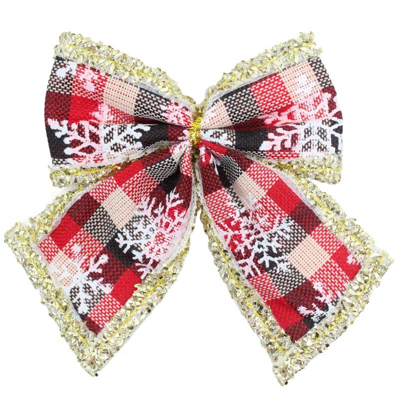 Kit 12 Peças Enfeite Árvore Natal Laço Lacinho Xadrez 11cm