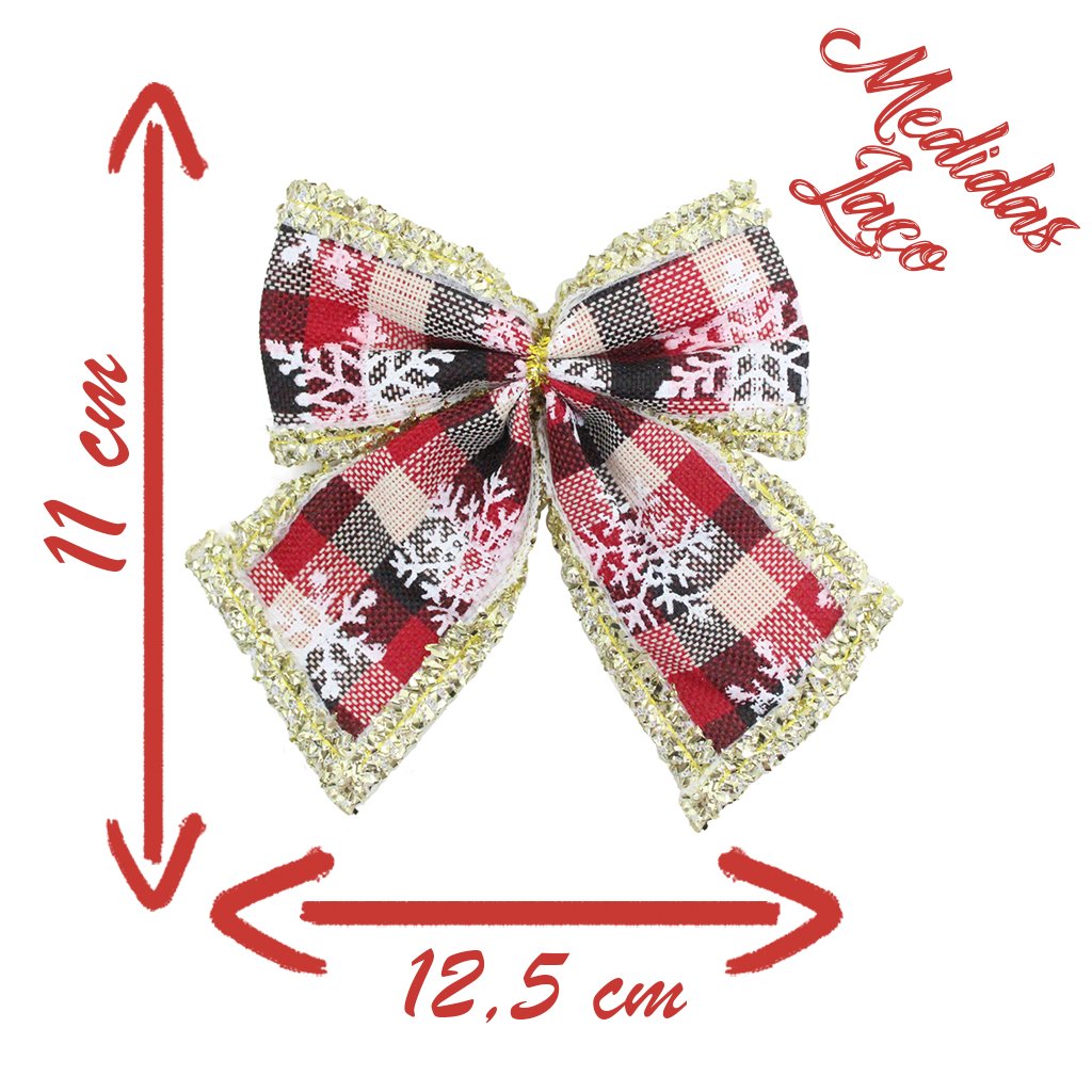 Kit 18 Peças Enfeite Árvore Natal Laço Lacinho Xadrez 11cm Kit 18 Peças Enfeite Árvore Natal Laço Lacinho Xadrez 11cm