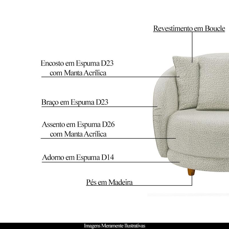 Poltrona Decorativa Base Fixa Galáxia com Almofadas Boucle Off