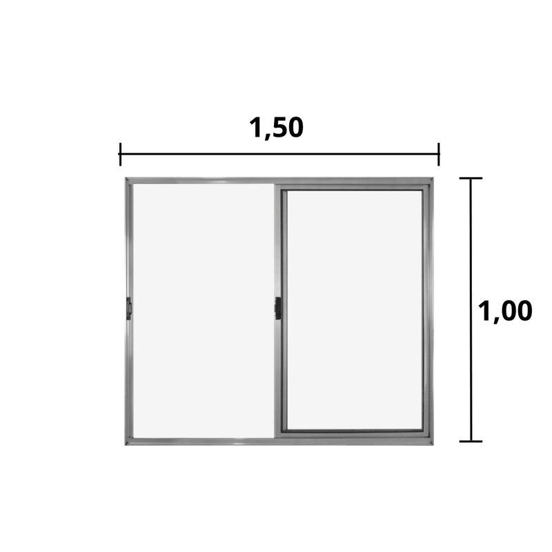 Janela-de-Correr-2-Folhas-S--Grade-Aluminio-Brilhante-1.00-x-1.50---Hale