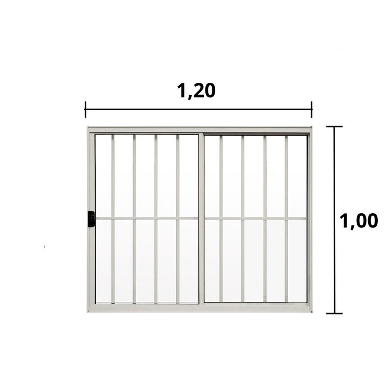 Janela-de-Correr-2-Folhas-C-Grade-Aluminio-Brilhante-1.00-x-1.20---Hale