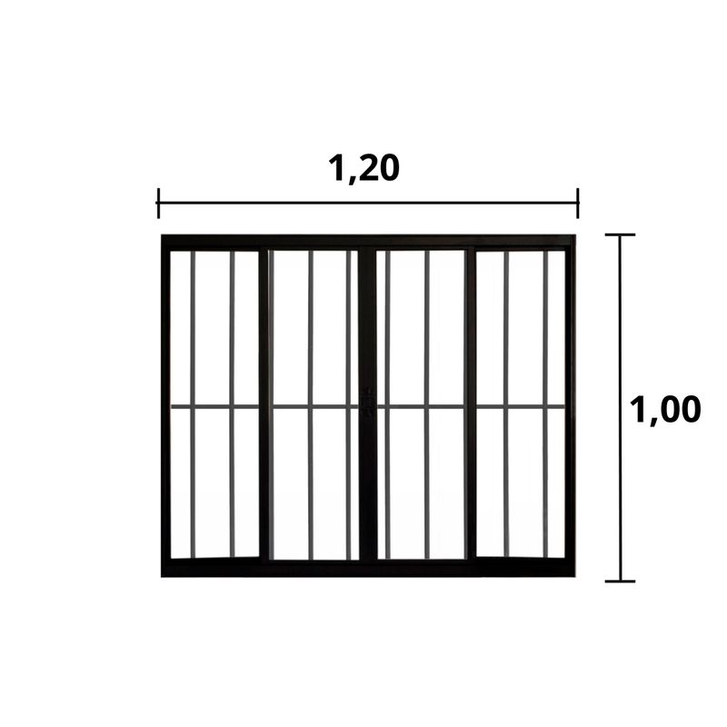 Janela-de-Correr-4-Folhas-C--Grade-Aluminio-Preto-1.00-X-1.00---Hale