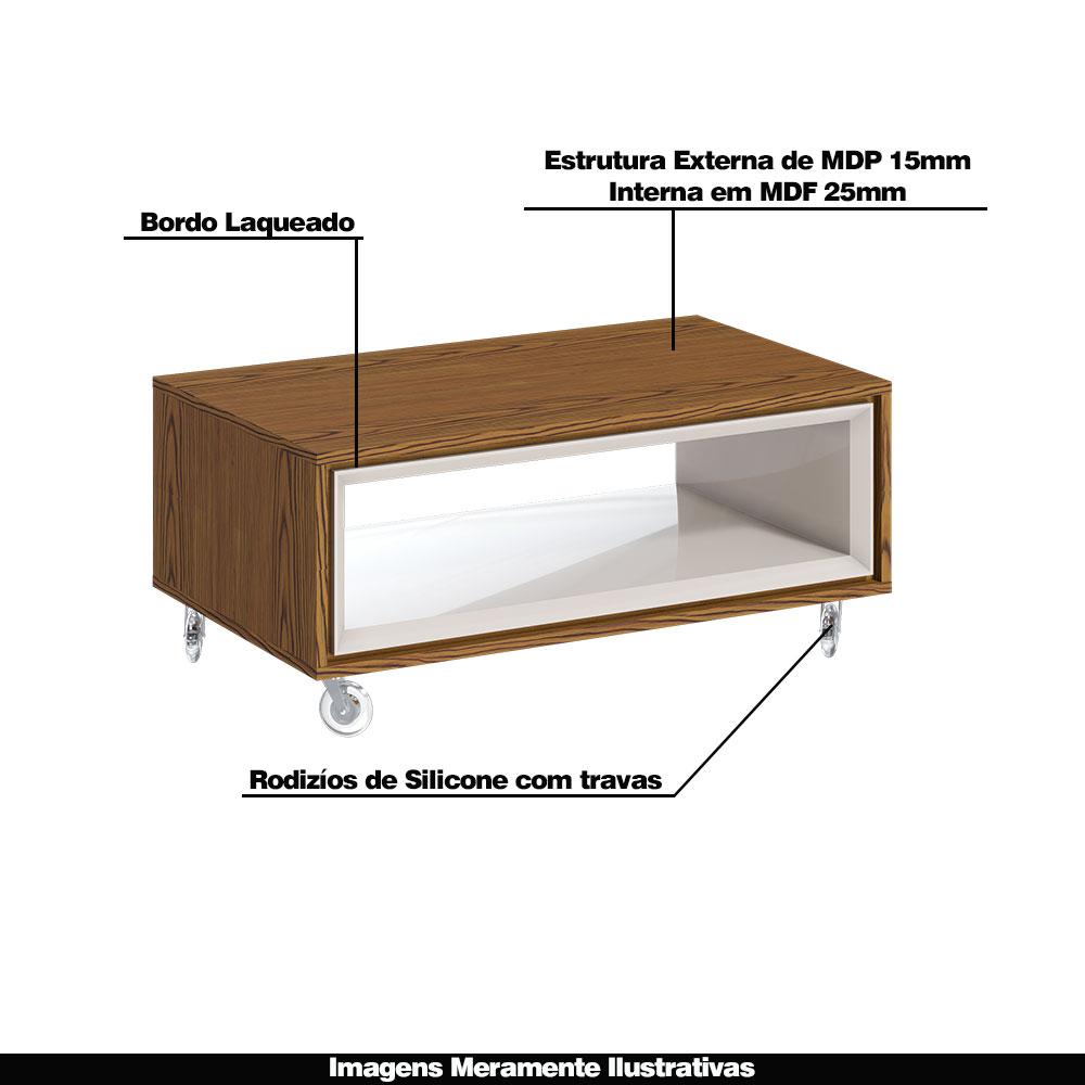 Encontraproduto.com.br - Mesa de Centro Decorativa Kelly Off White/Freijó - Gran Belo