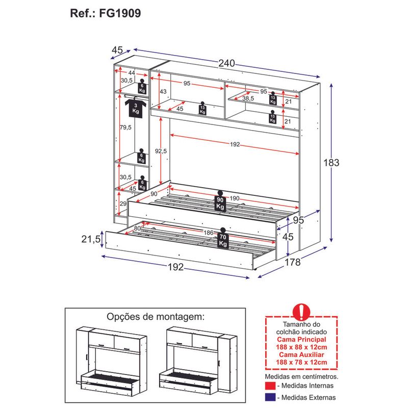 Bicama-com-Guarda-Roupa-para-colchao-88-x-188-cm-Multimoveis-FG1909-Branca