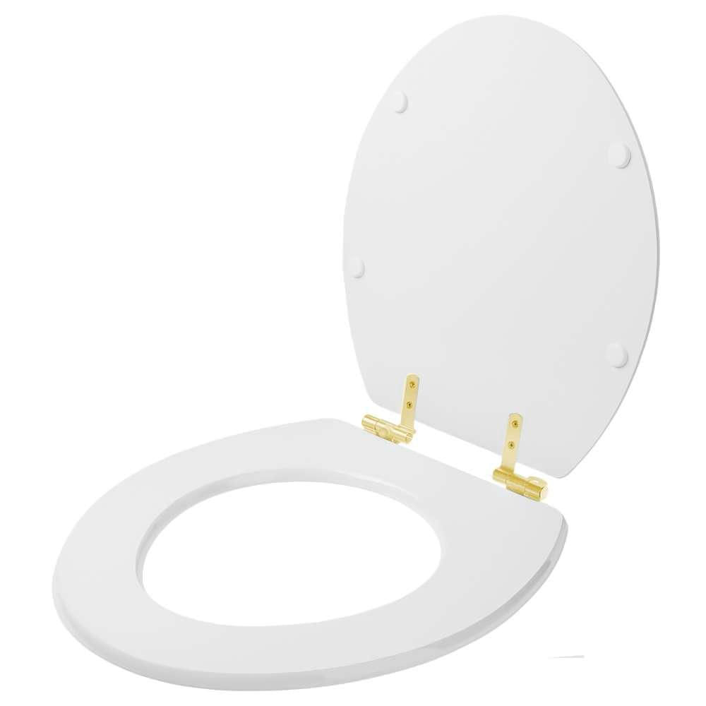 Encontraproduto.com.br - Assento Sanitário Com Amortecedor Spot Branco Para Vaso Deca Com Ferragem Dourada