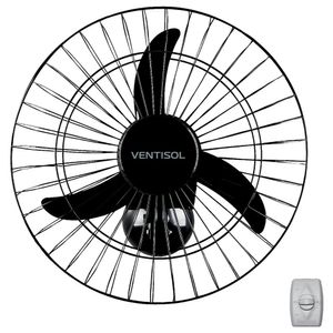 Ventilador de Parede Oscilante Ventisol 50 cm Preto Grade de Aço 538 Bivolt