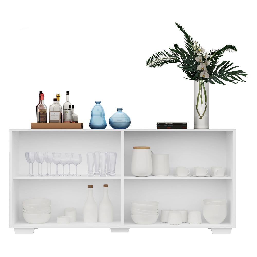 Encontraproduto.com.br - Aparador Buffet 4 Ptas c/ Espelho e Pés Quadrados Vegas Multimóveis Branco